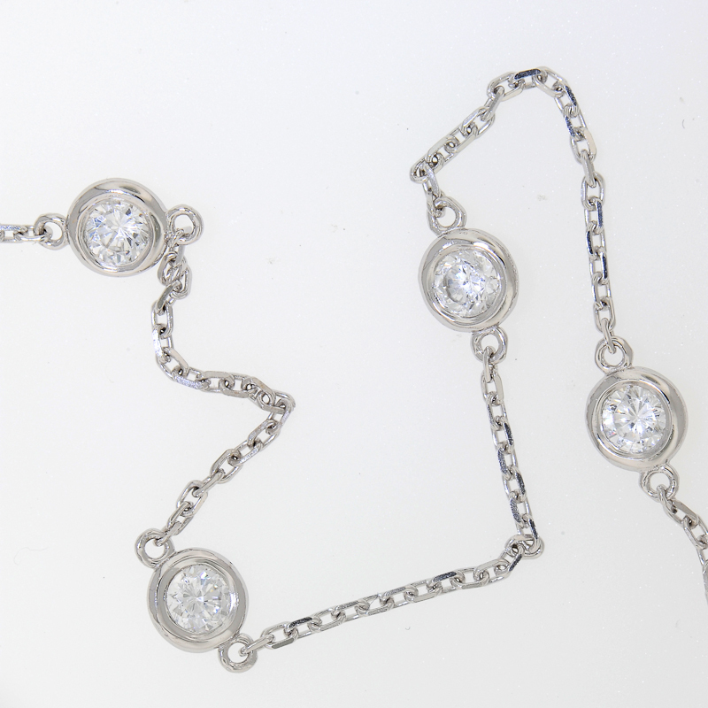 2 TCW 10 Station Necklace Diamonds By The Yard 100% Pure 14k Solid Gold E VVS1