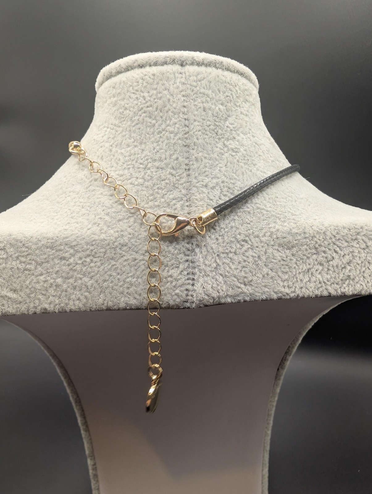 Letter K Pendant Necklace Gold Tone Steve Madden Faux Leather Cord 16in