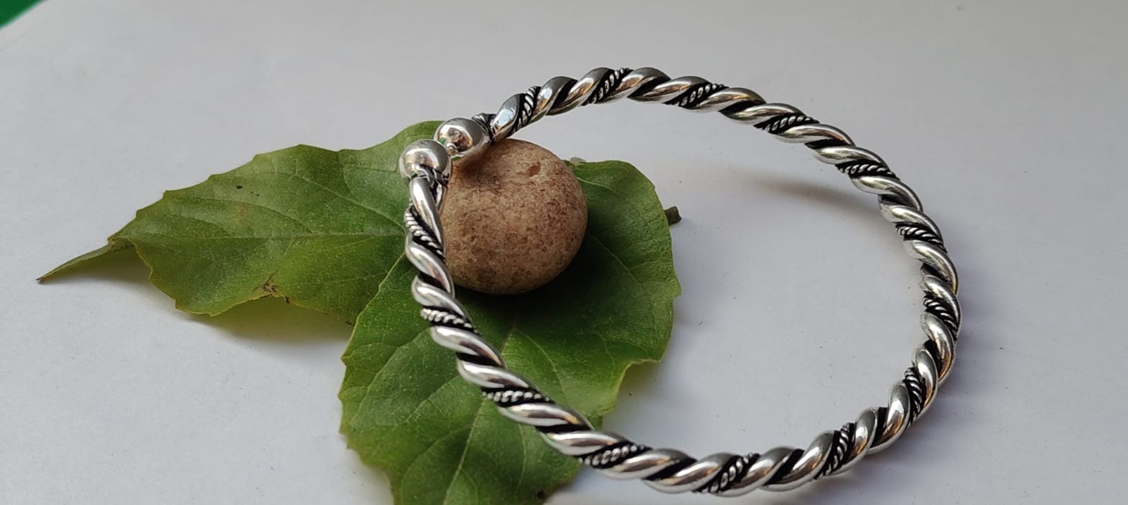 Handmade Twisted Silver Open Cuff Bangle, Minimal Rope Design Bracelet,