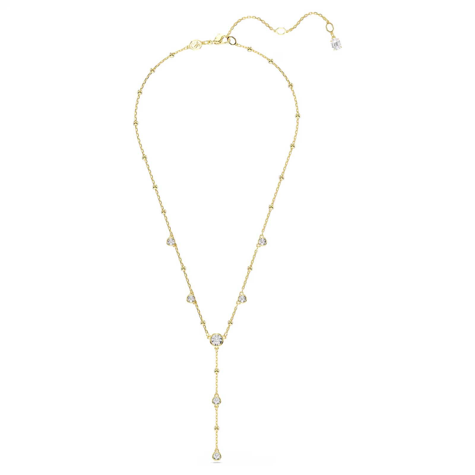SWAROVSKI Imber Y necklace Round cut, White, Gold-tone plated – FREESHIP