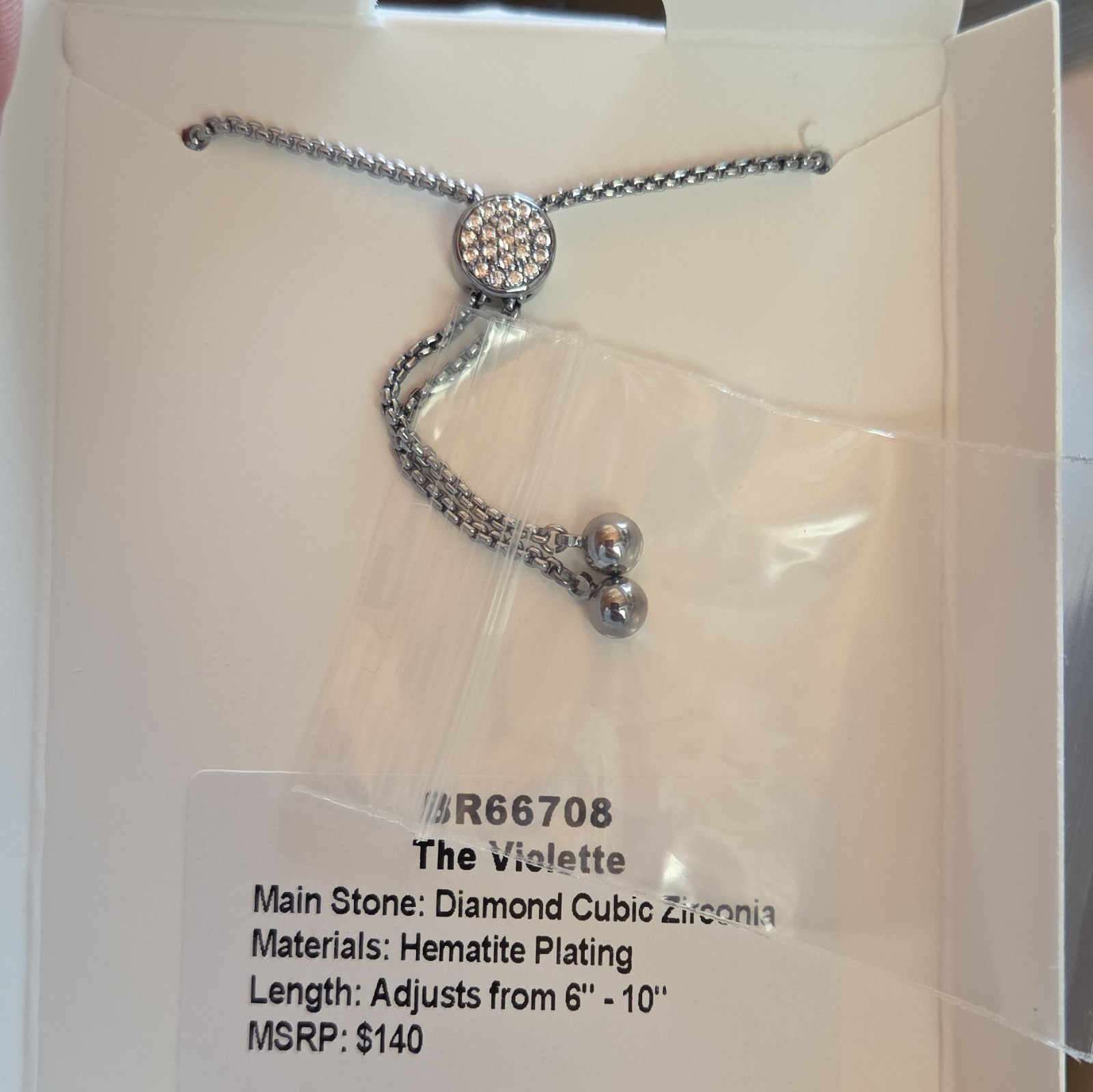 BP April Birthday Collection 2026 The Violette CZ Hema Plated Slider Bracelet