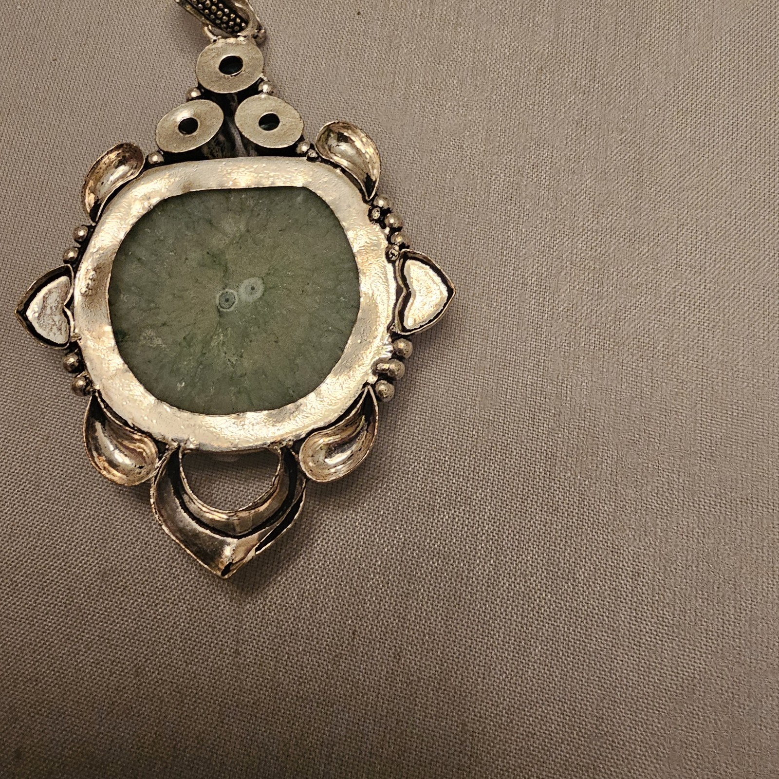 Green Stone Unknown Gemstones in 925 Sterling Silver Pendant About 3 Inches