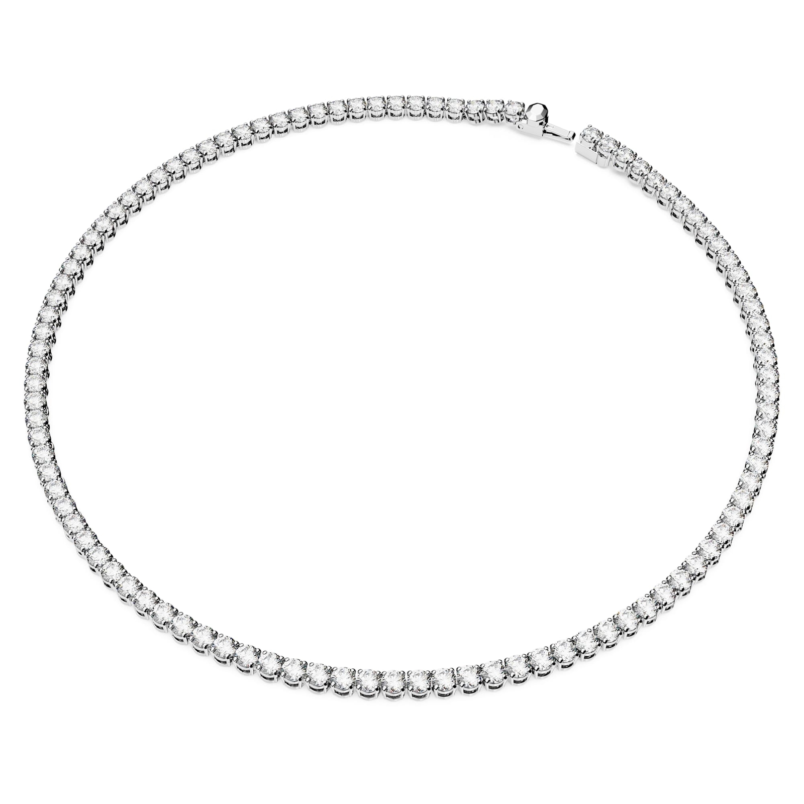 Swarovski Matrix Tennis Set Round Cut, White, Rhodium Plated Necklace & Earrings