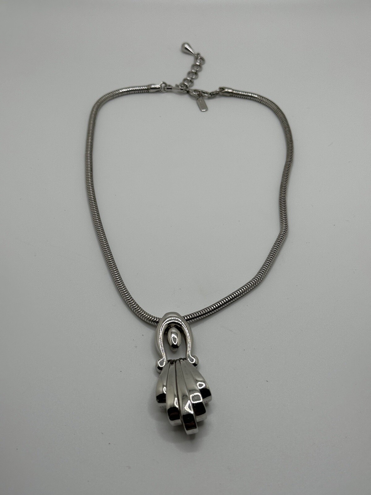 MONET WOMENS SILVER TONE DESIGNER SNAKE CHAIN WITH PENDANT ADJUSTABLE