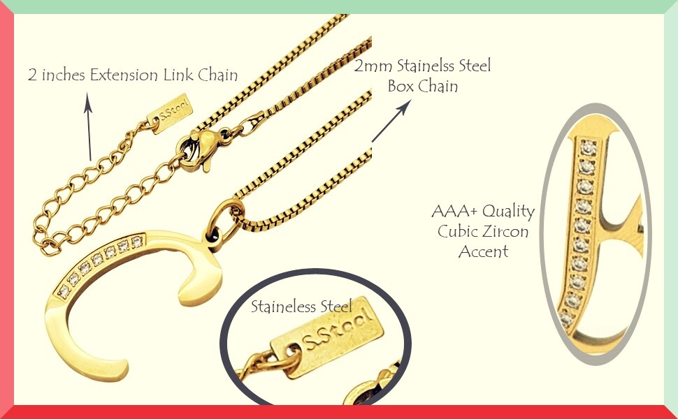 Women’s Girls Dainty Stainless Steel A to Z Alphabet Initial Letter Necklace