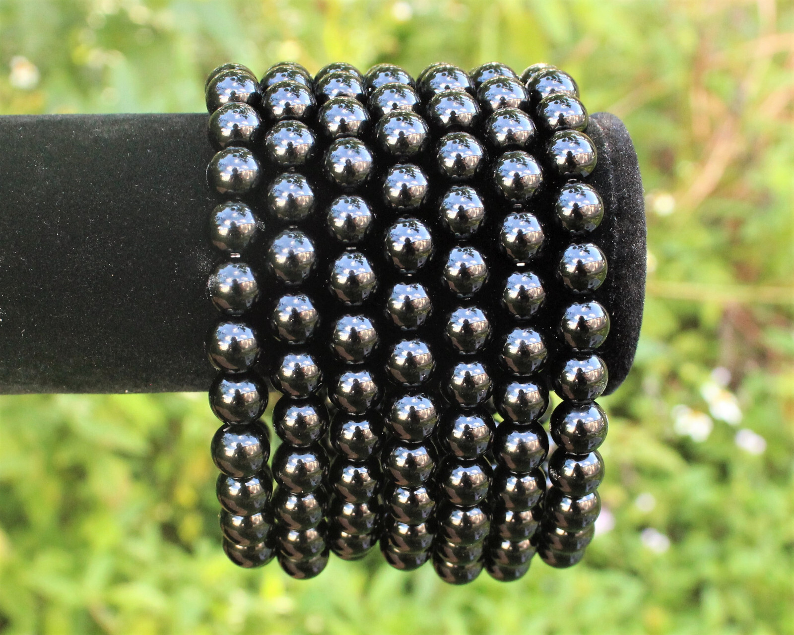 Jet Bead Bracelet: 8 mm Round Crystals (Jet Bracelet, Jet Gemstone Bracelet)