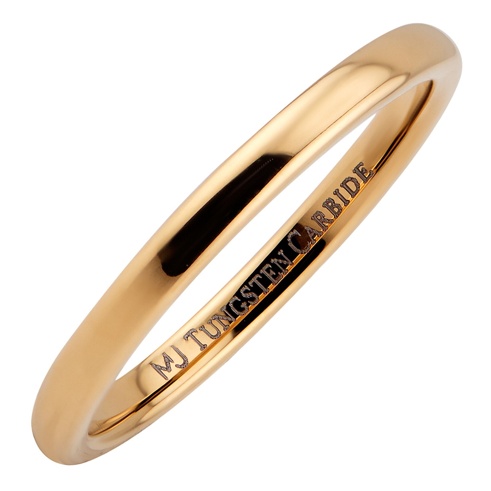 Custom Engraved Gold Plated Tungsten Carbide Classic Half Dome Wedding Band