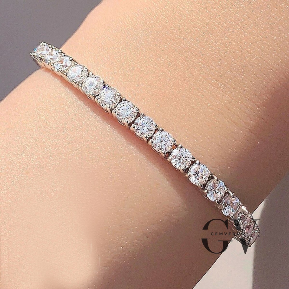 7′ Inch Long Tennis Wedding Bracelet Solid 14K White Gold 6.00 Carat Round Cut