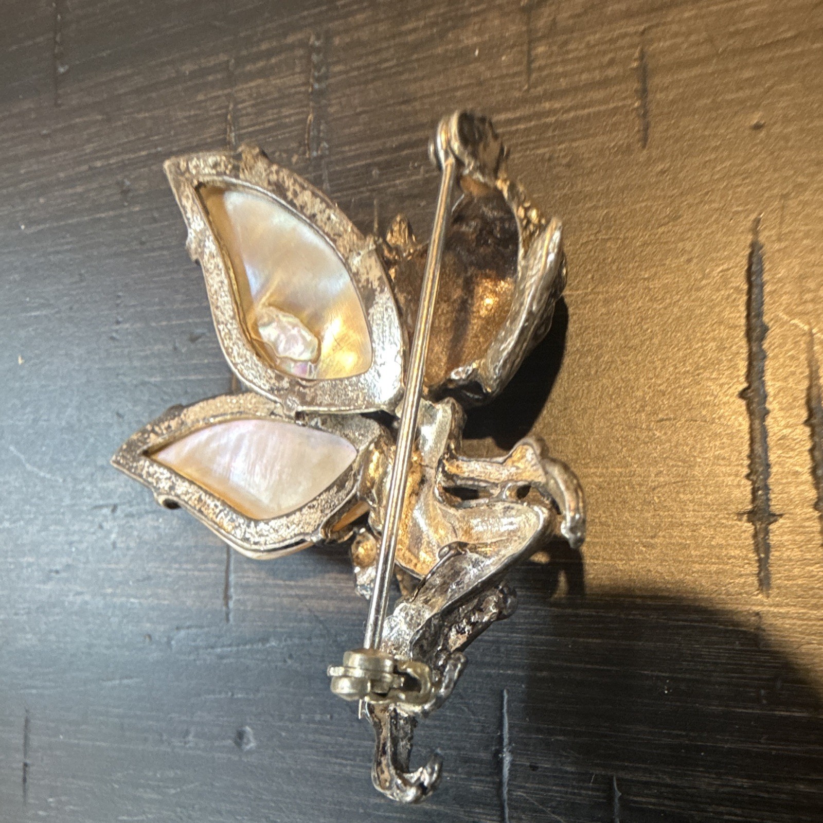 Vintage Cyvra Pixie Fairy Paua Shell & Sterling Silver Brooch Pin 2 inch x 4inch