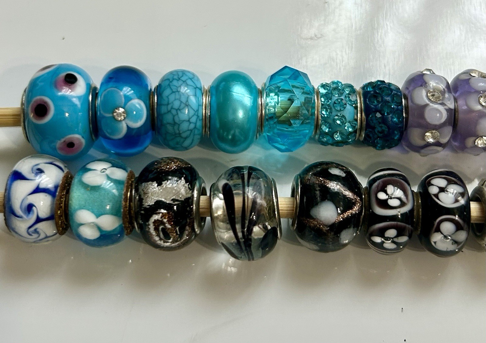 925 (13) Big Hole Murano Glass Beads Charms Unmarked (29) Italy MA (1) 2 Unknown
