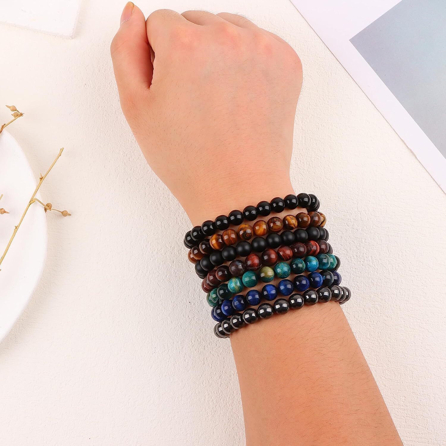 5-7 PCS 8mm Gemstone Bracelet for Women Healing Crystal Stone Beaded Bracelets