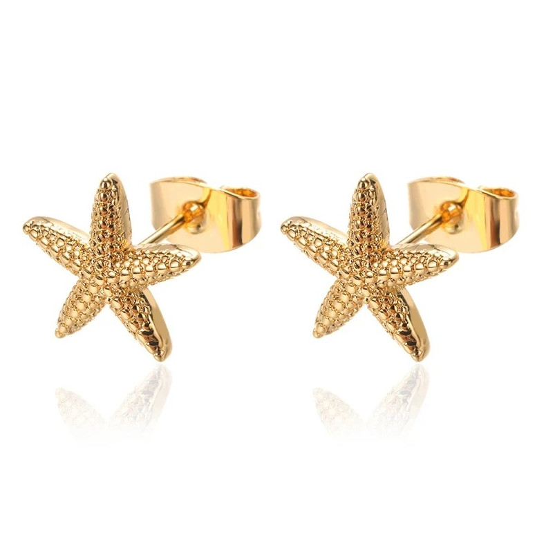 1pcs Starfish Stainless Steel Stud Earrings – Trendy Ocean-Inspired Jewelry