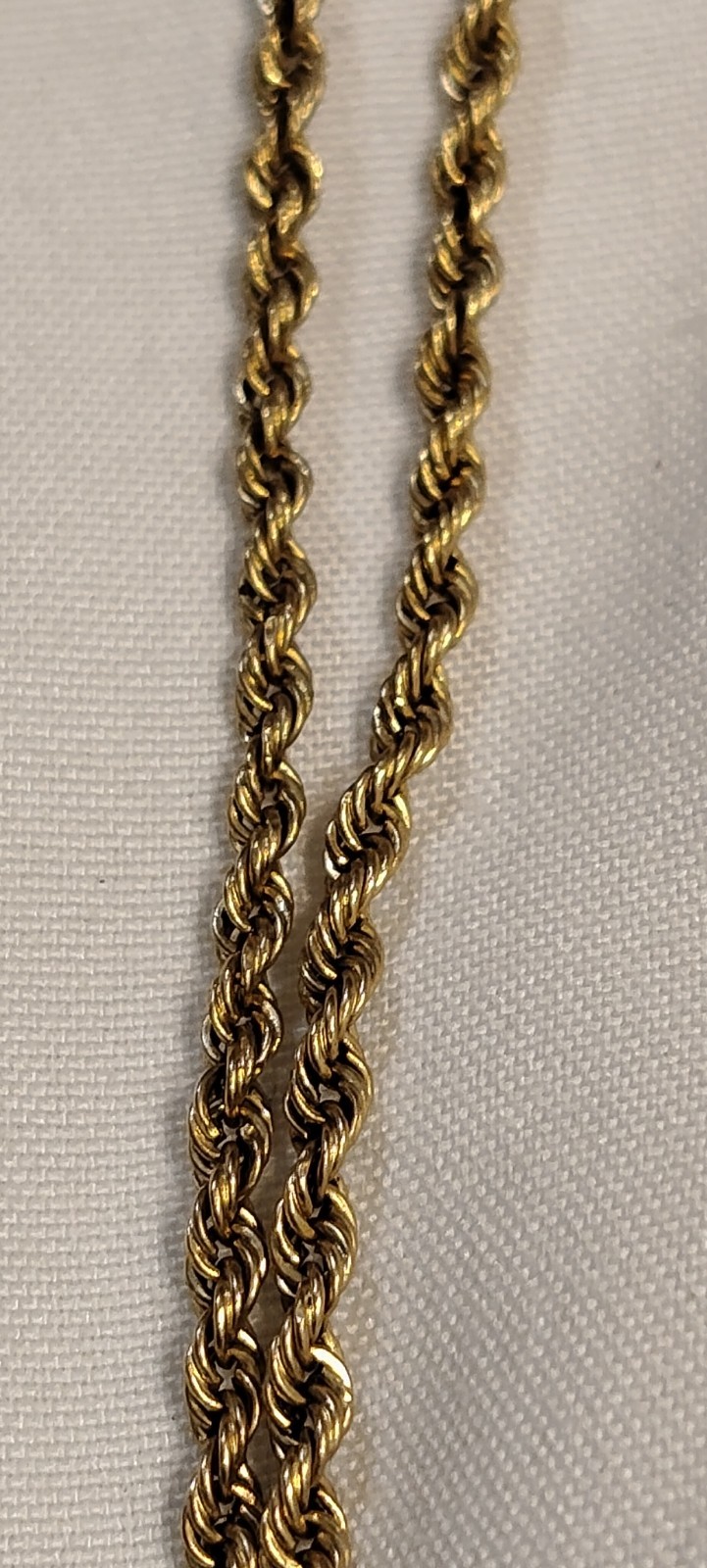 14k Yellow Gold Rope Chain Necklace, Lobster Clasp, No Stone, Metal, Gold Color