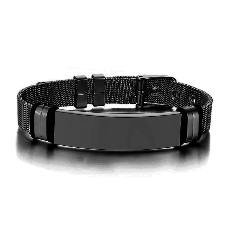 Personalized Encouragement Prayer Men Bracelet Christian Cross Bible Cuff Black