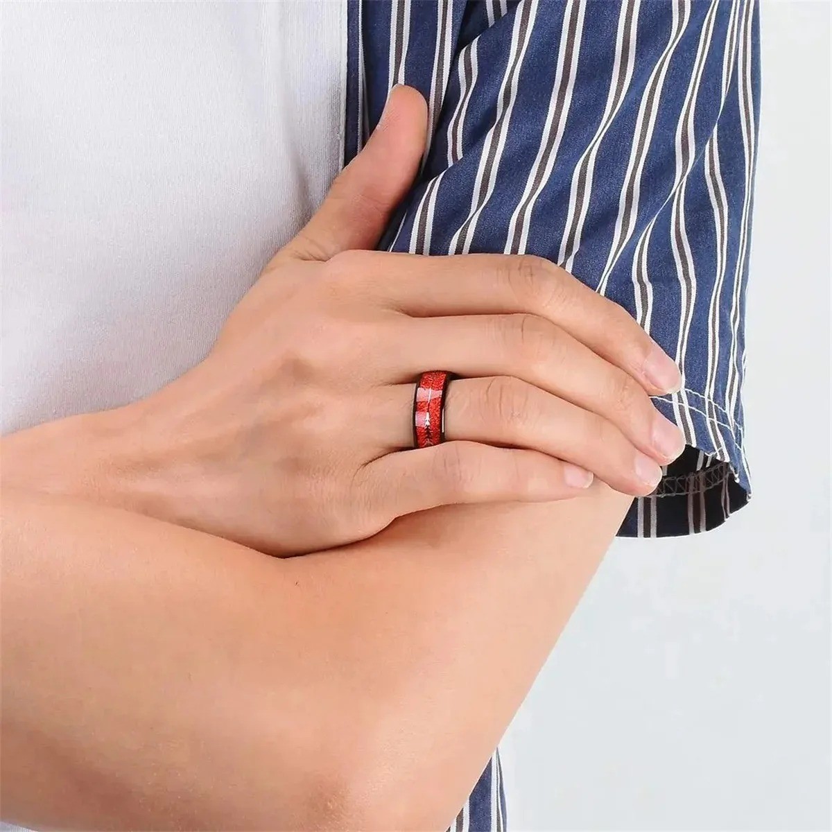 Mens Stainless Steel Deer Forest Ring 8mm Black Wedding Band Hunter Outdoor Ring
