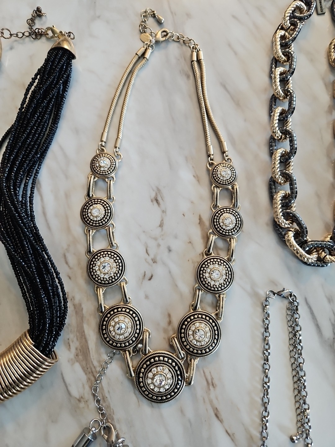 18pc Costume Necklace Lot Faux Pearls Beaded Chunky Statement Resale Branded