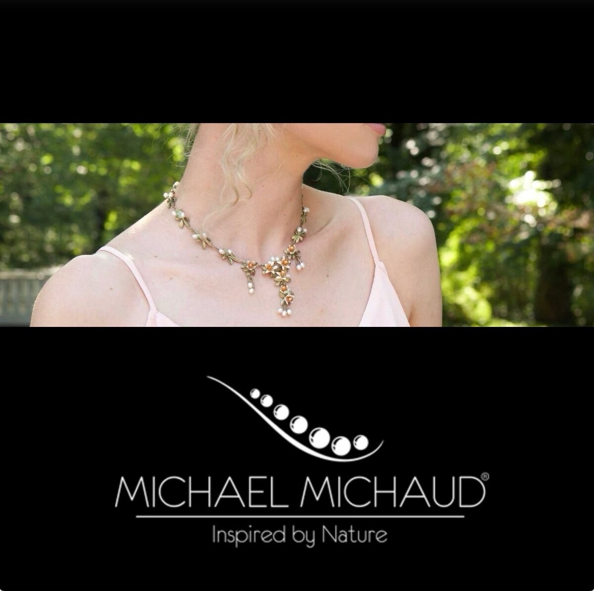 Michael Michaud White Hydrangea Statement Necklace Jewelry Gift 22K GP 9608
