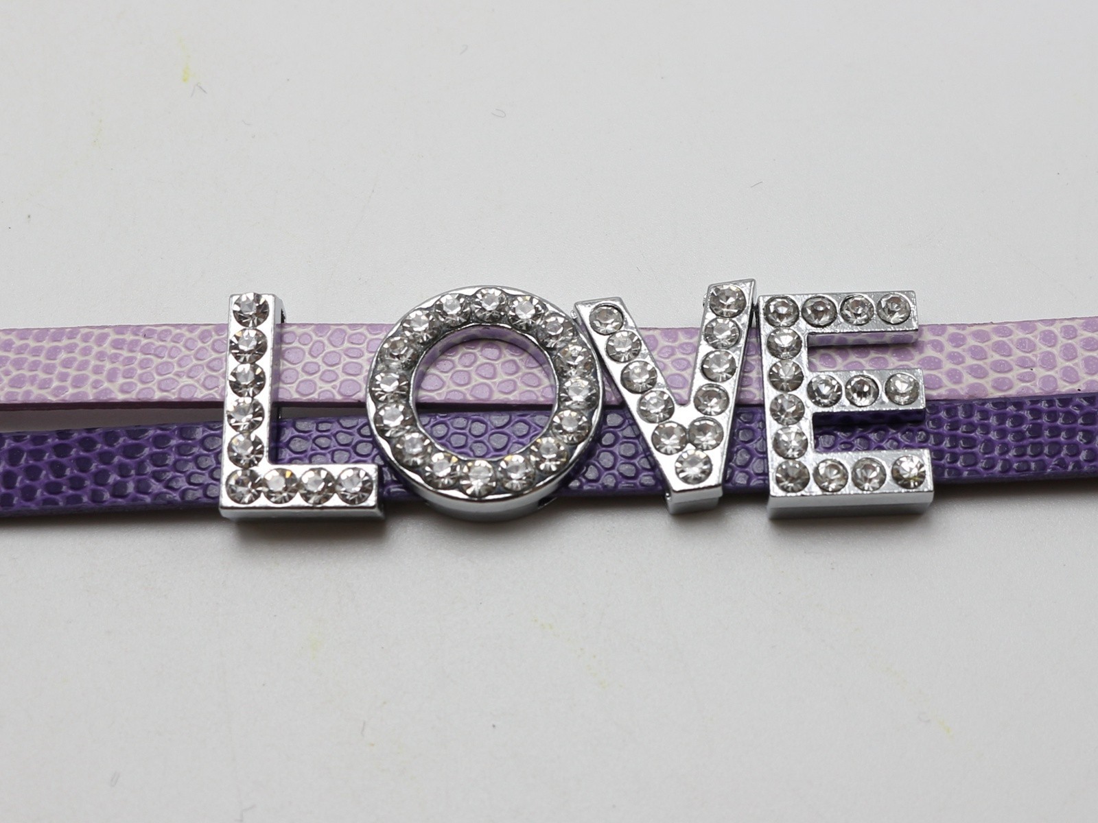 5 Pcs Silver Larger Alloy Rhinestone Letter “A-Z” Slide Charm Fit 18mm Wristband