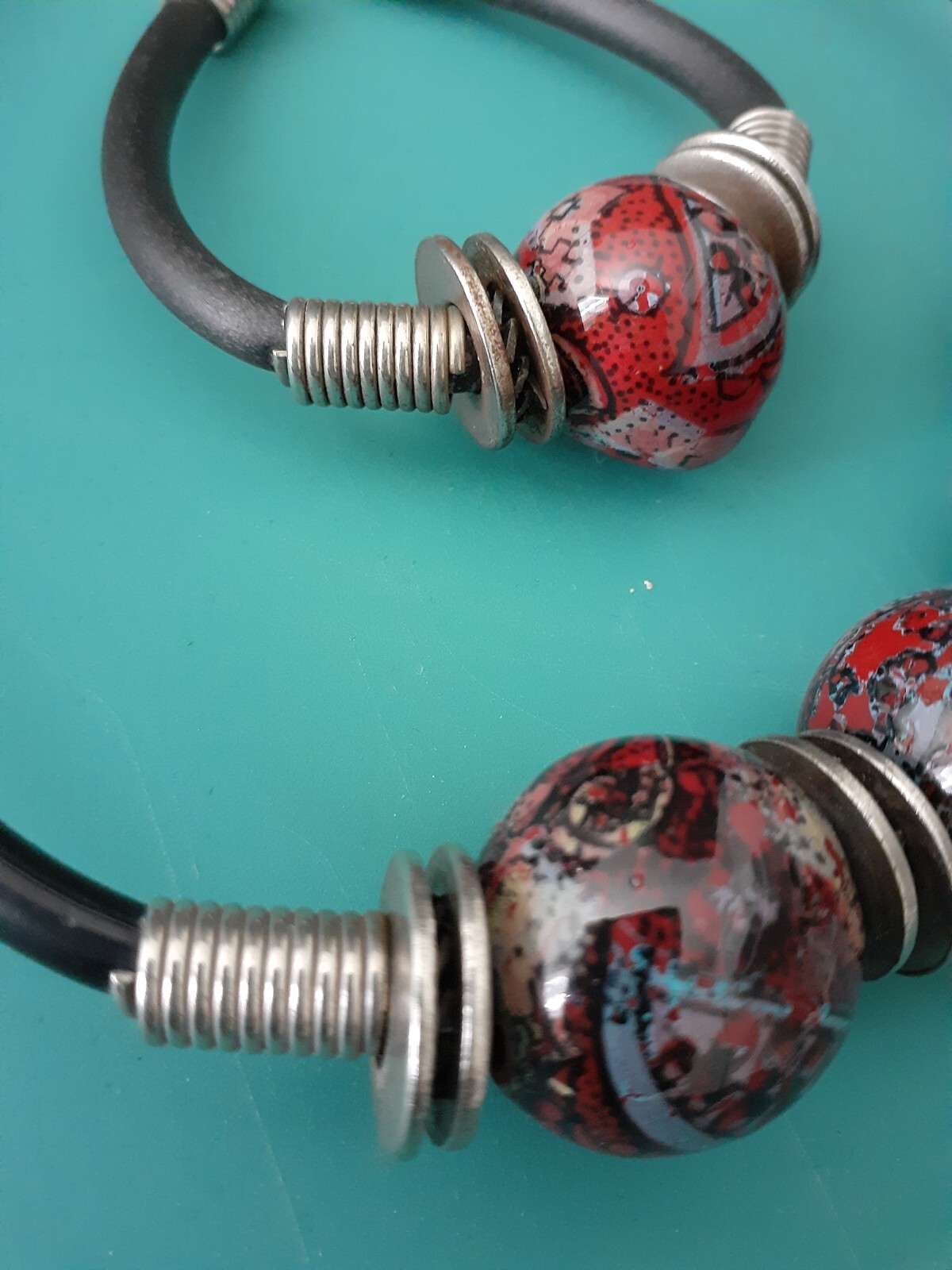 NWOT Boho Tribal Ethnic Statement Ceramic Bead Metallic Choker Necklace/Bracelet