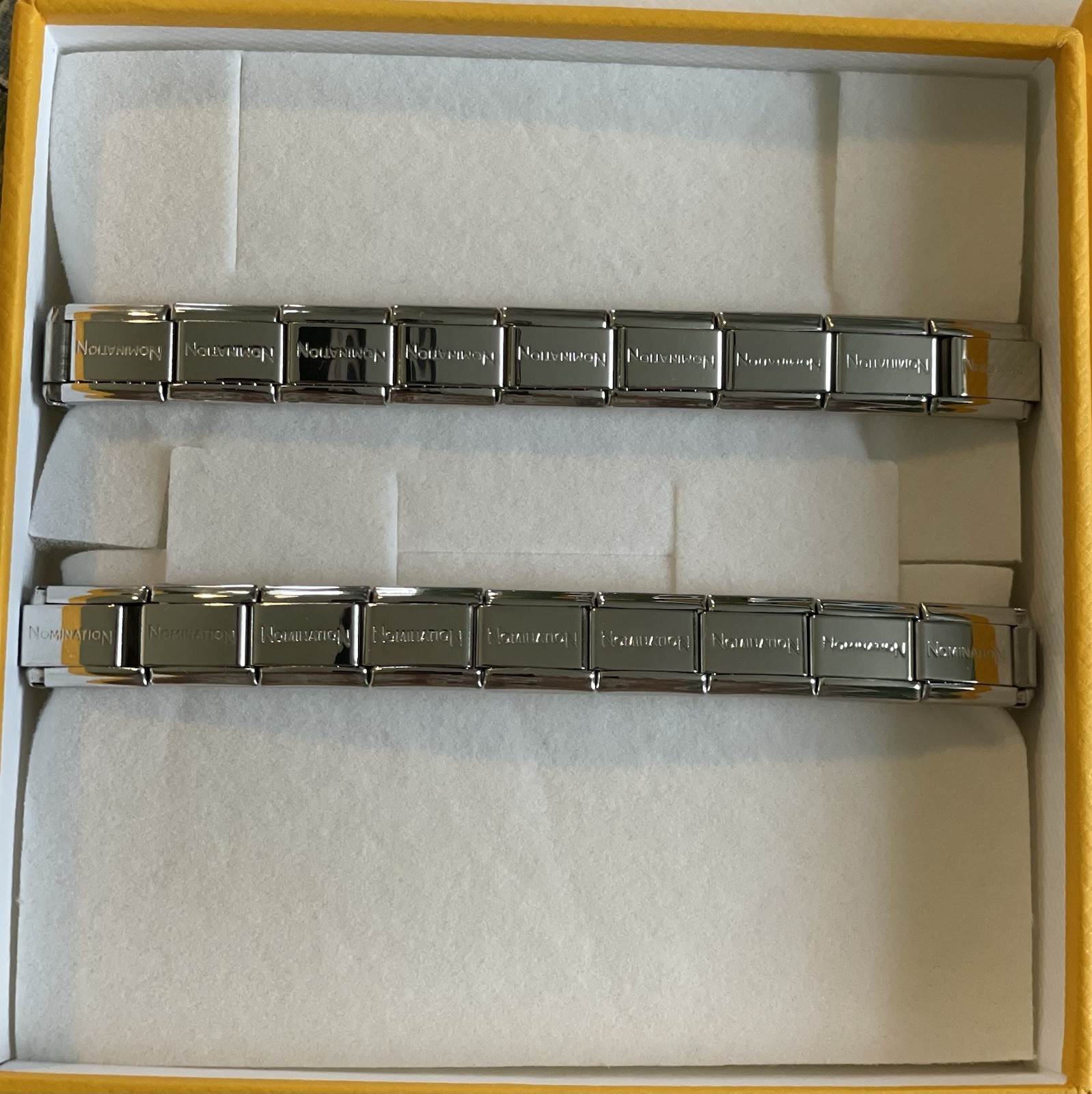 Lot of 8 Genuine Stainless Steel Nomination Charm Bracelets (4 new & 4 used)
