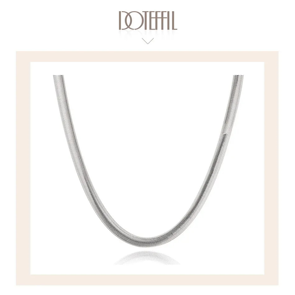 DOTEFFIL 925 Sterling Silver 16/18/20/22/24 Inch 6mm Flat Snake Chain