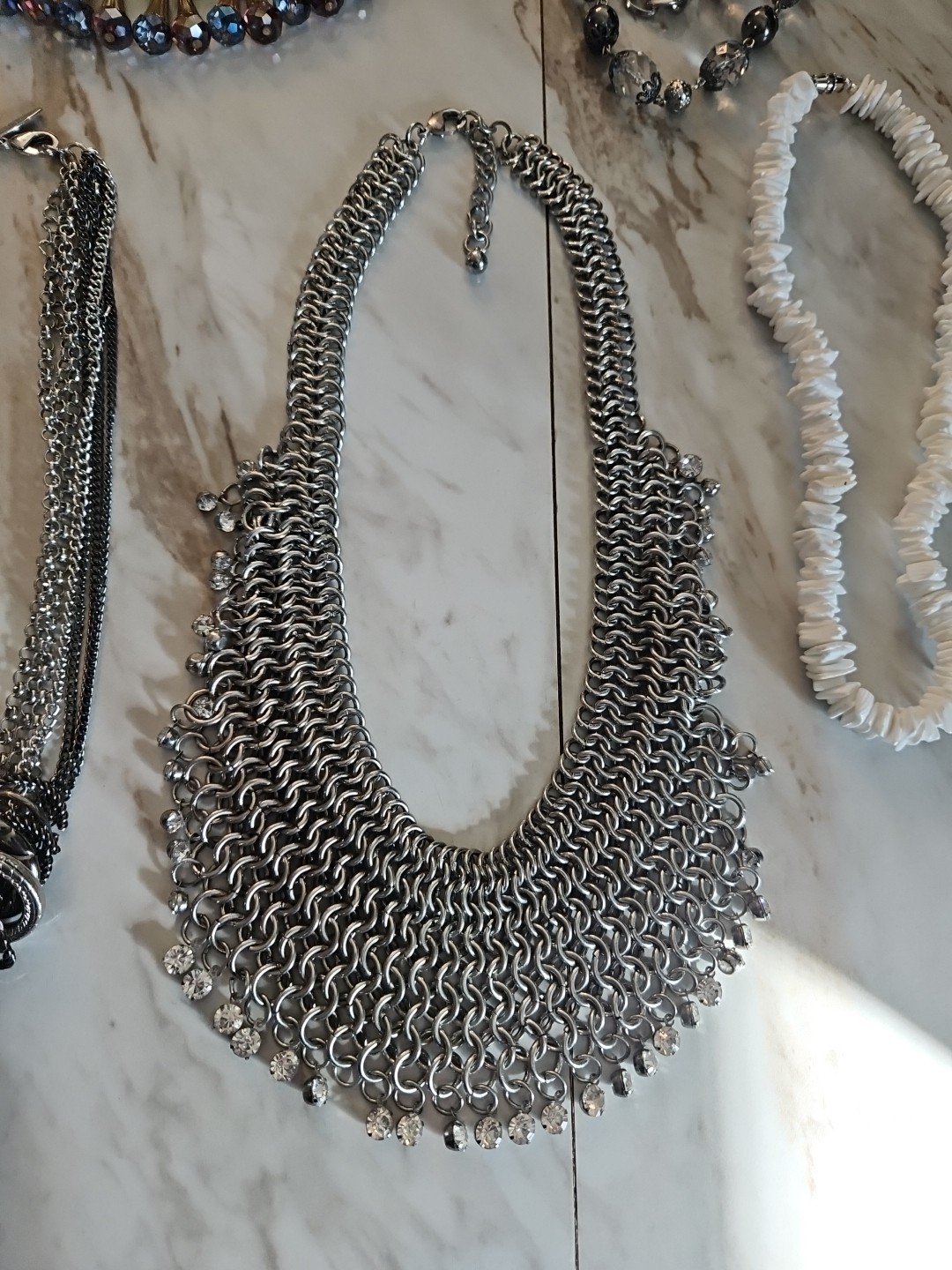 18pc Costume Necklace Lot Faux Pearls Beaded Chunky Statement Resale Branded