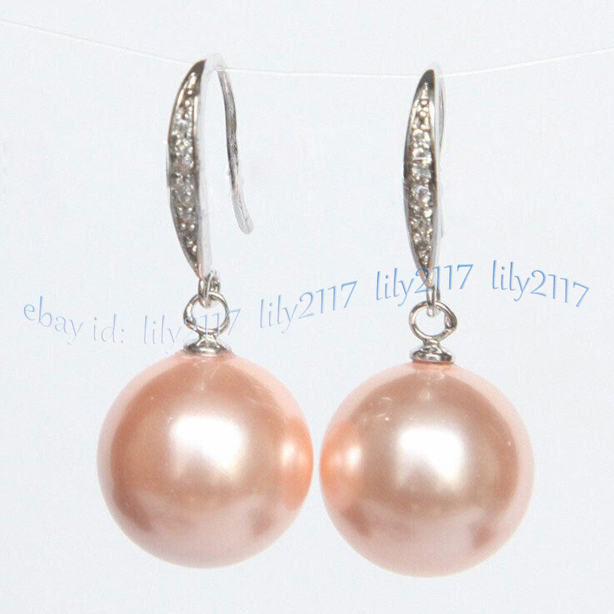 8-16mm Multicolor South Sea Shell Pearl Round Beads Dangle Silver Hook Earrings