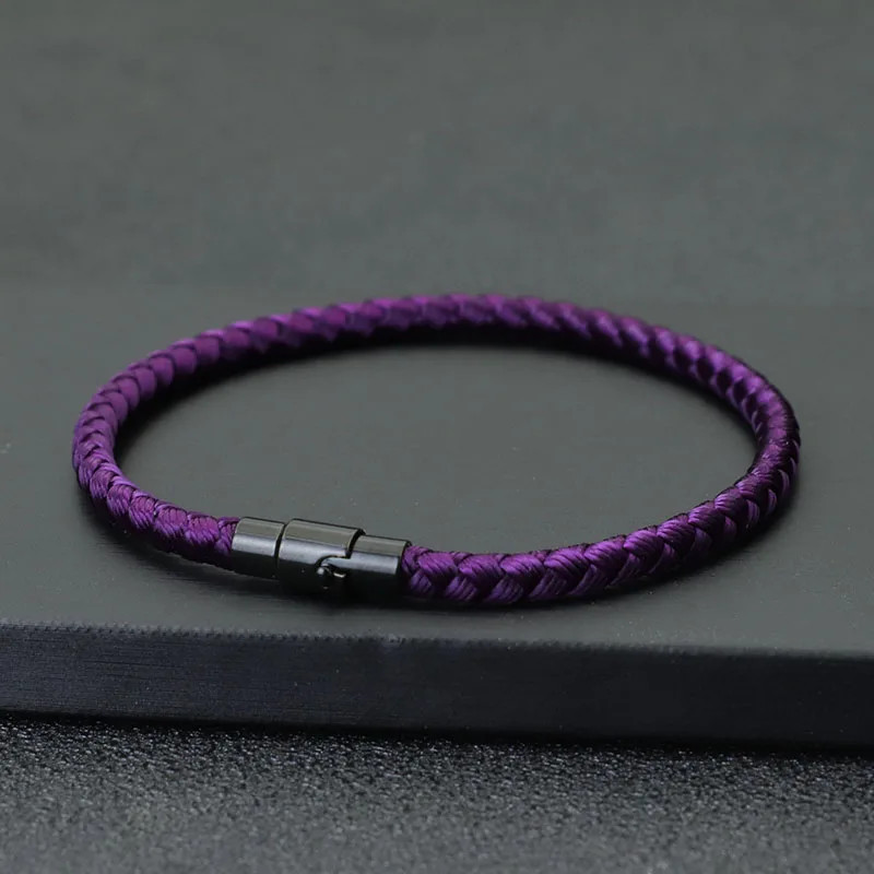 Red Rope Bracelet Handmade Magnetic Buckle Colorful Thread Layered Jewelry