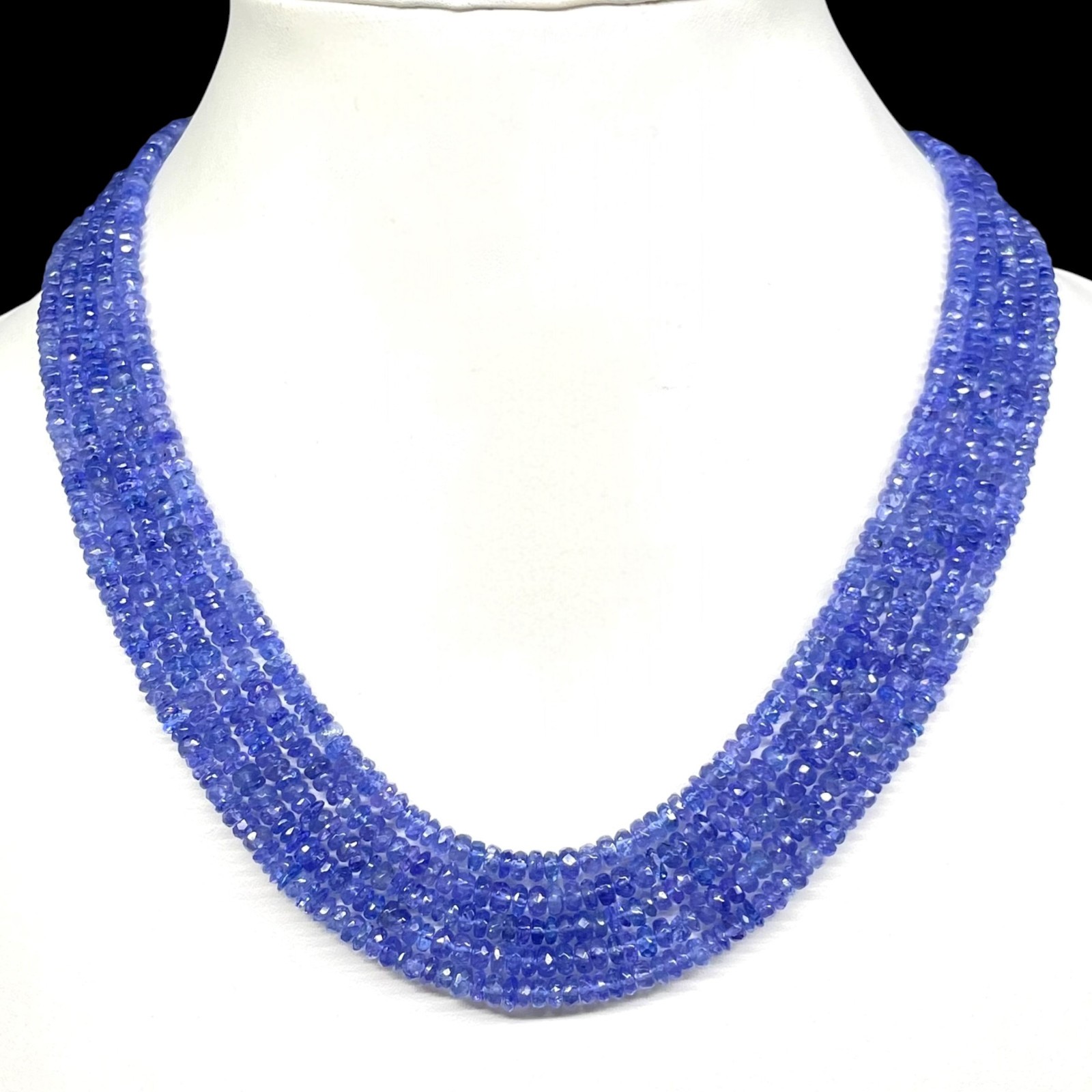 18″ Natural Tanzanite Necklace 3-4.5mm Top Quality Faceted Vibrant Blue Beads