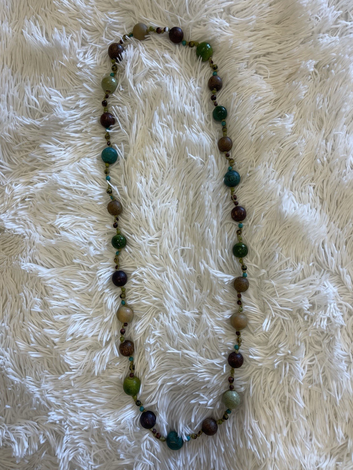 Women’s Slip-On 22” Necklace Multi-Colored Wooden Beads Made In The Deep South