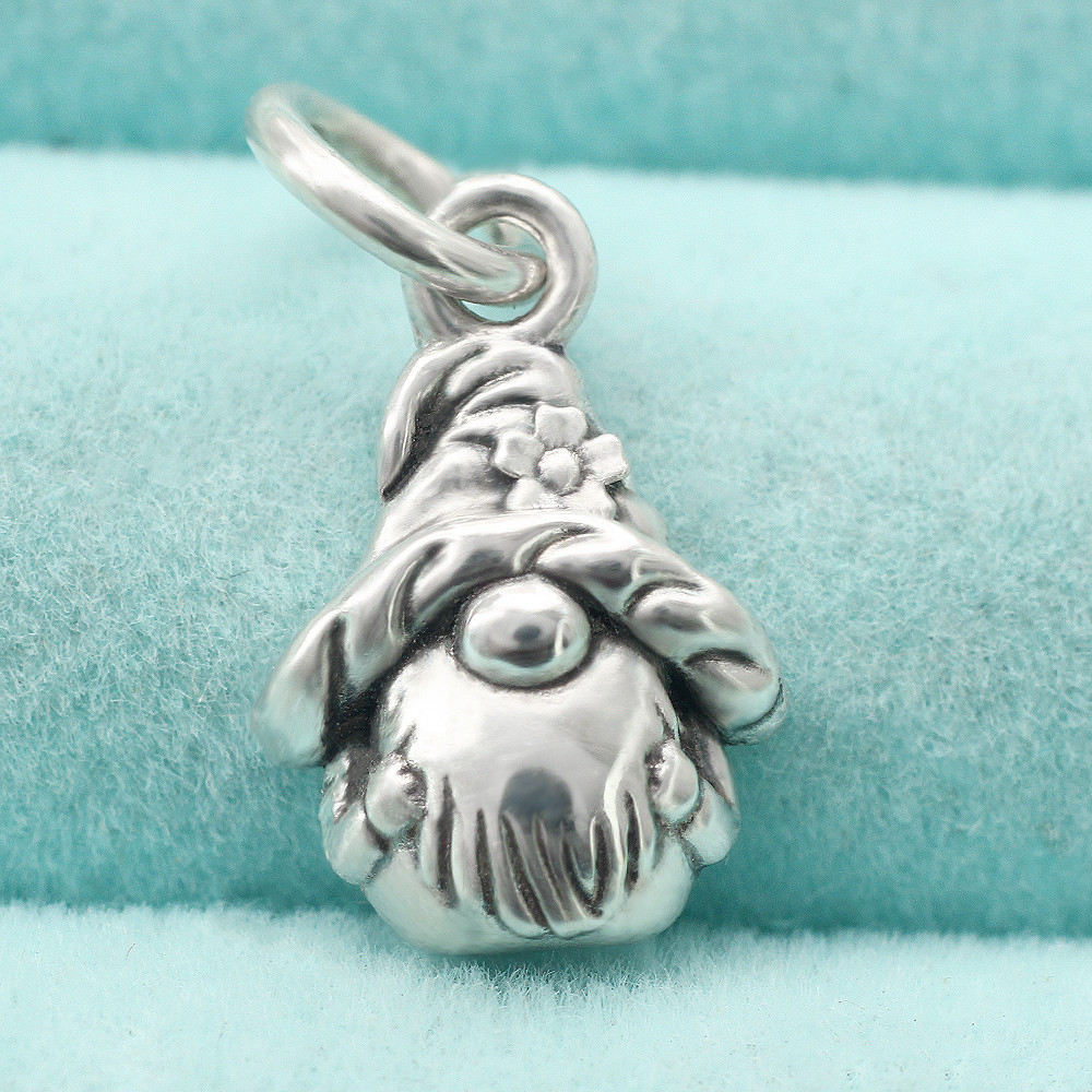 Gnome Pendant Charm In Real 925 Sterling Silver Fairytale Fantasy Dwarf Pixie