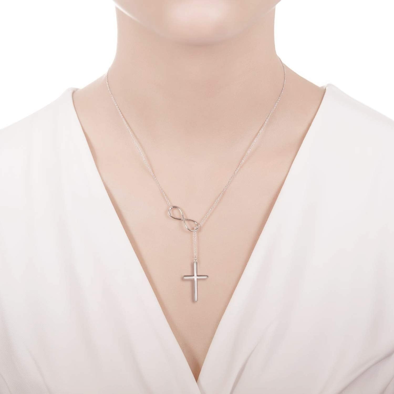 Nickel-Free Infinity Cross Necklace with Adjustable Chain – Lightweight Elegance