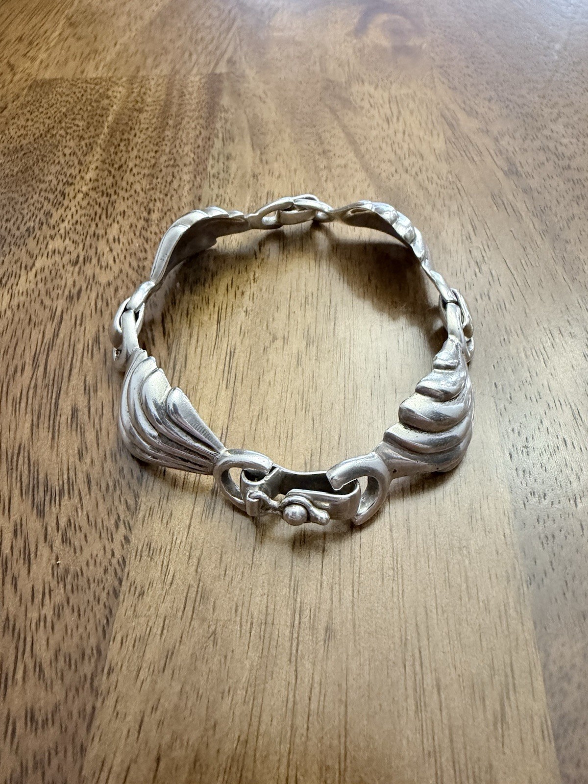 Margot de Taxco Vintage Textured Sterling Silver wings Bracelet 8”
