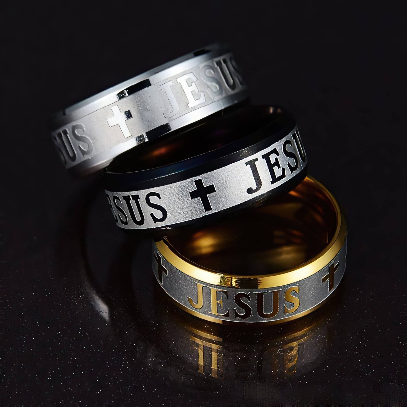 Jesus Stainless Steel Rings in 5 Styles Ships Free from the USA