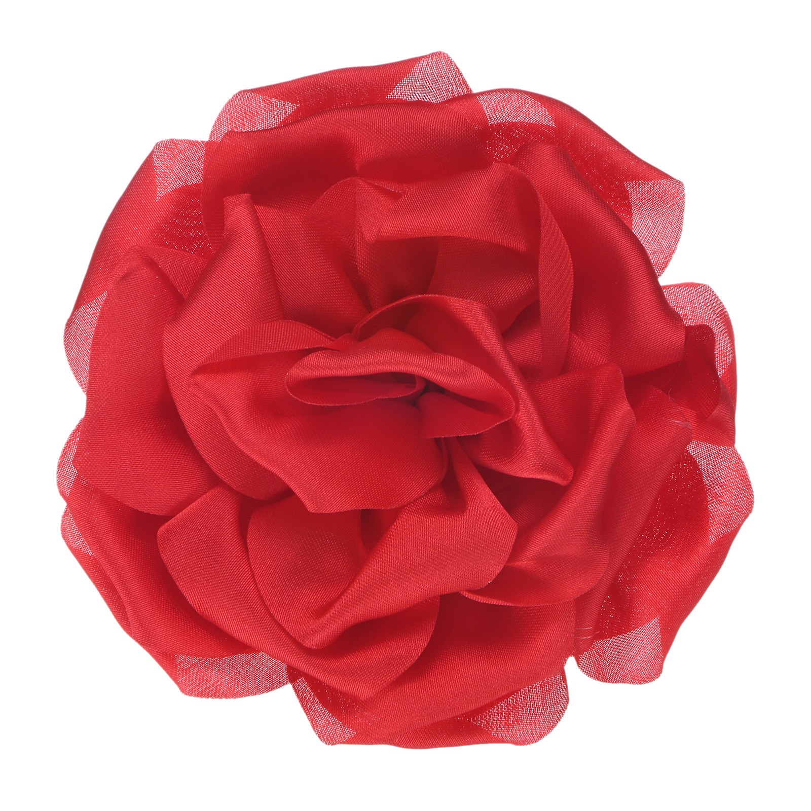 Rose Flower Brooches Pins Hair Fasteners Fabric for Women [10cm, Red]