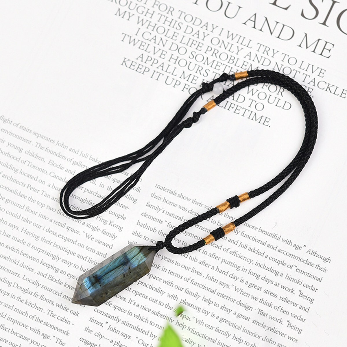 High Flash Labradorite Double Point Pendant Necklace Healing Crystal Gifts