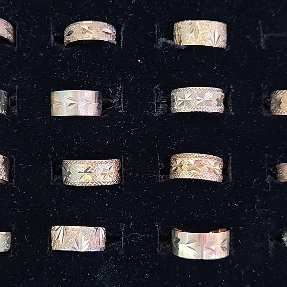 Band Ring Lot of 29 18K Heavy Gold Electroplate Various Sizes 4 to 8 HAVE WEAR