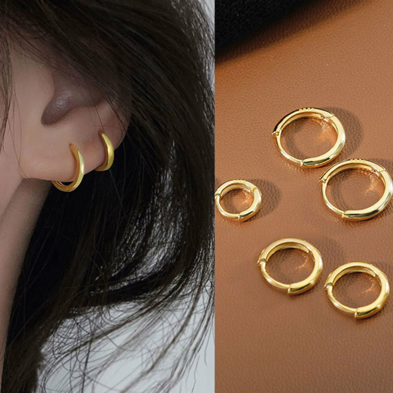 Surgical Steel Small Round Huggie Hoop Earrings Trendy Jewelry Gift For Her/Him