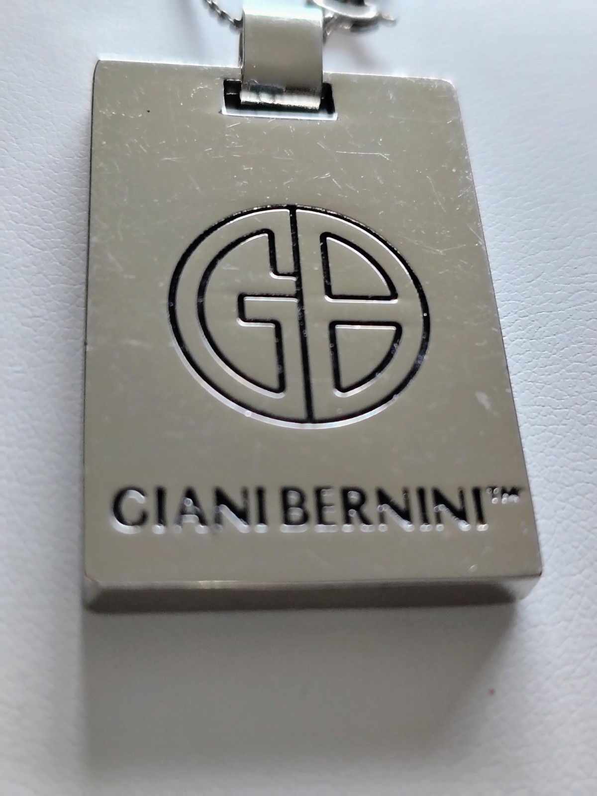 N684 Reversible Giani Bernini Pendant Necklace SilverTone Leather & Logo 18″