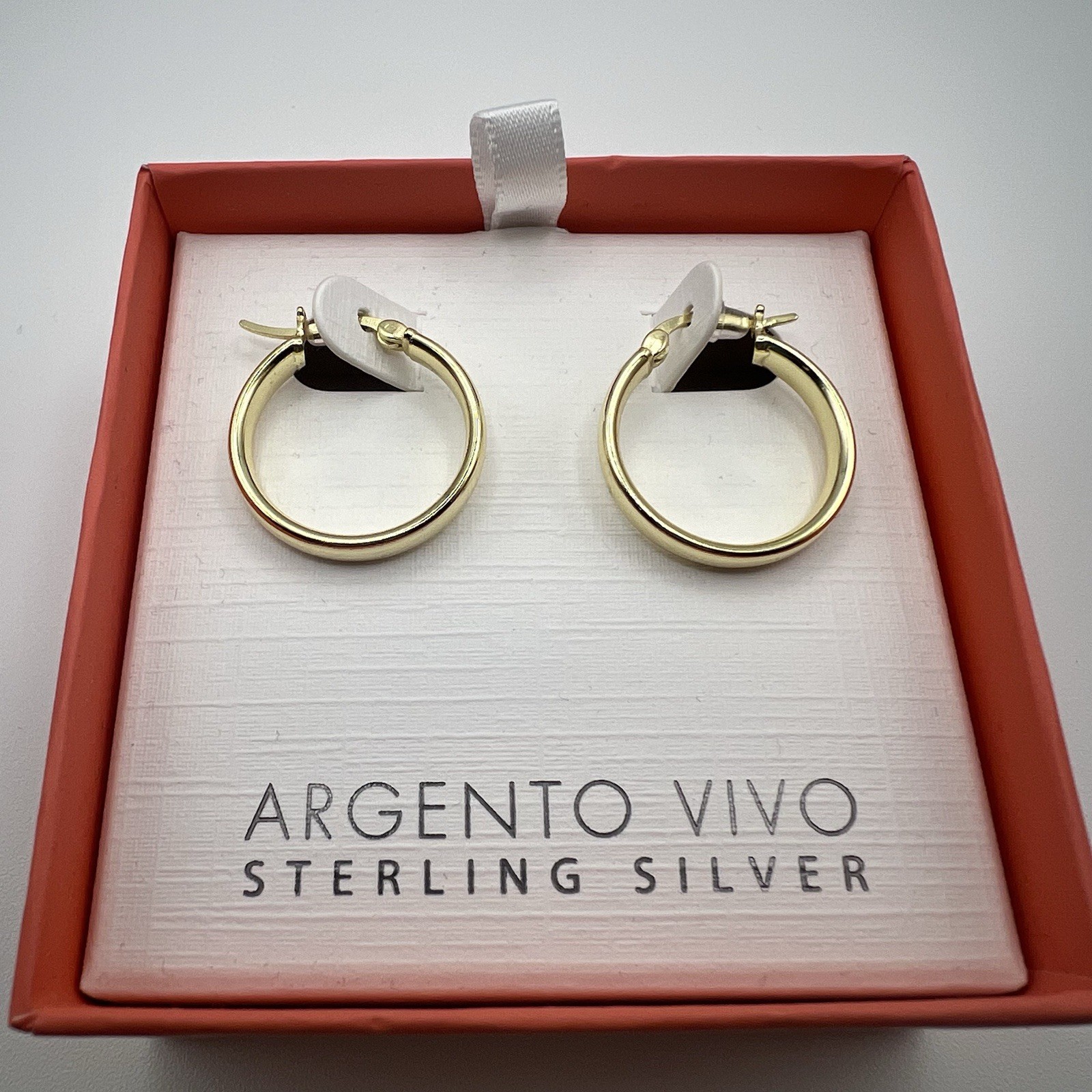 Argento Vivo Hoop Earrings Sterling Silver Color Gold 0.7 “