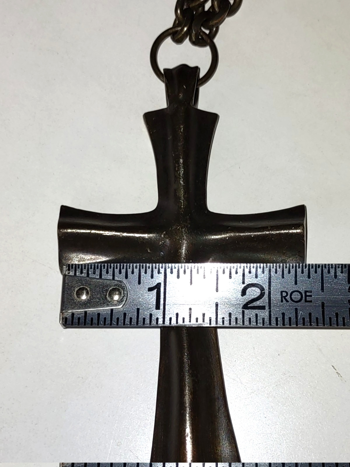 RARE Donna Karan & Co Vintage Signed Bronze Color LG Cross Long Open Link Chain