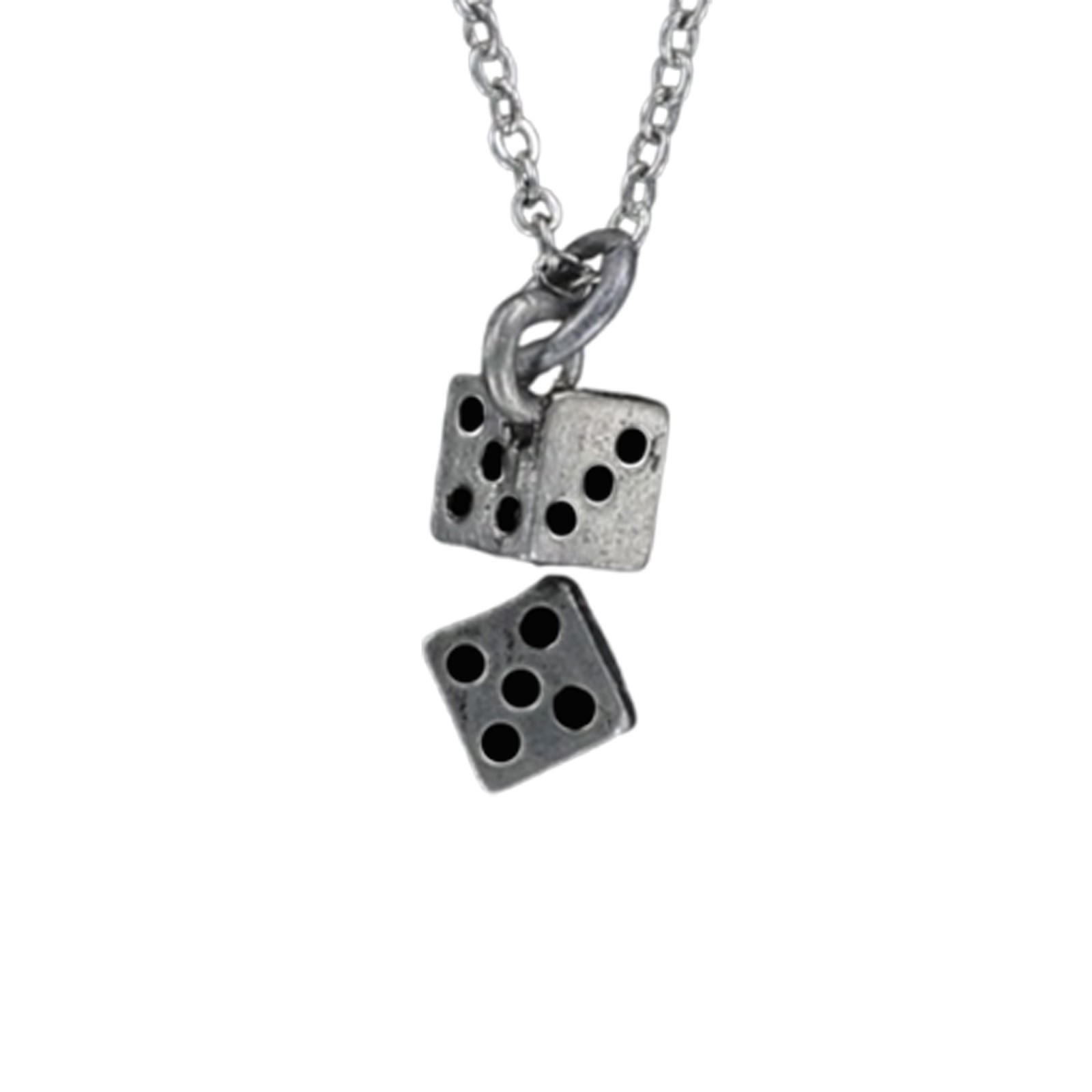Pewter Dice Necklace Lucky Pair of Dice Pendant on Chain or Charm Only Gamer Gif