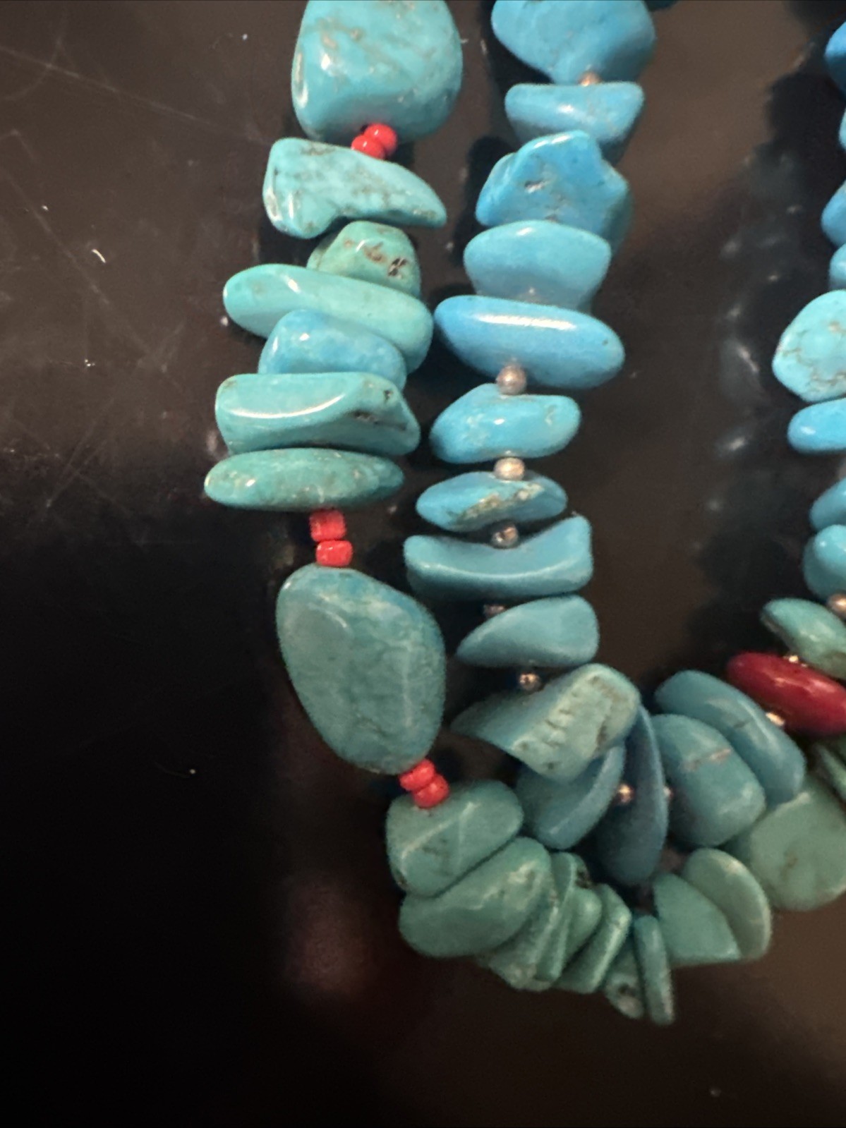 Block Turquoise Double Stained Necklace