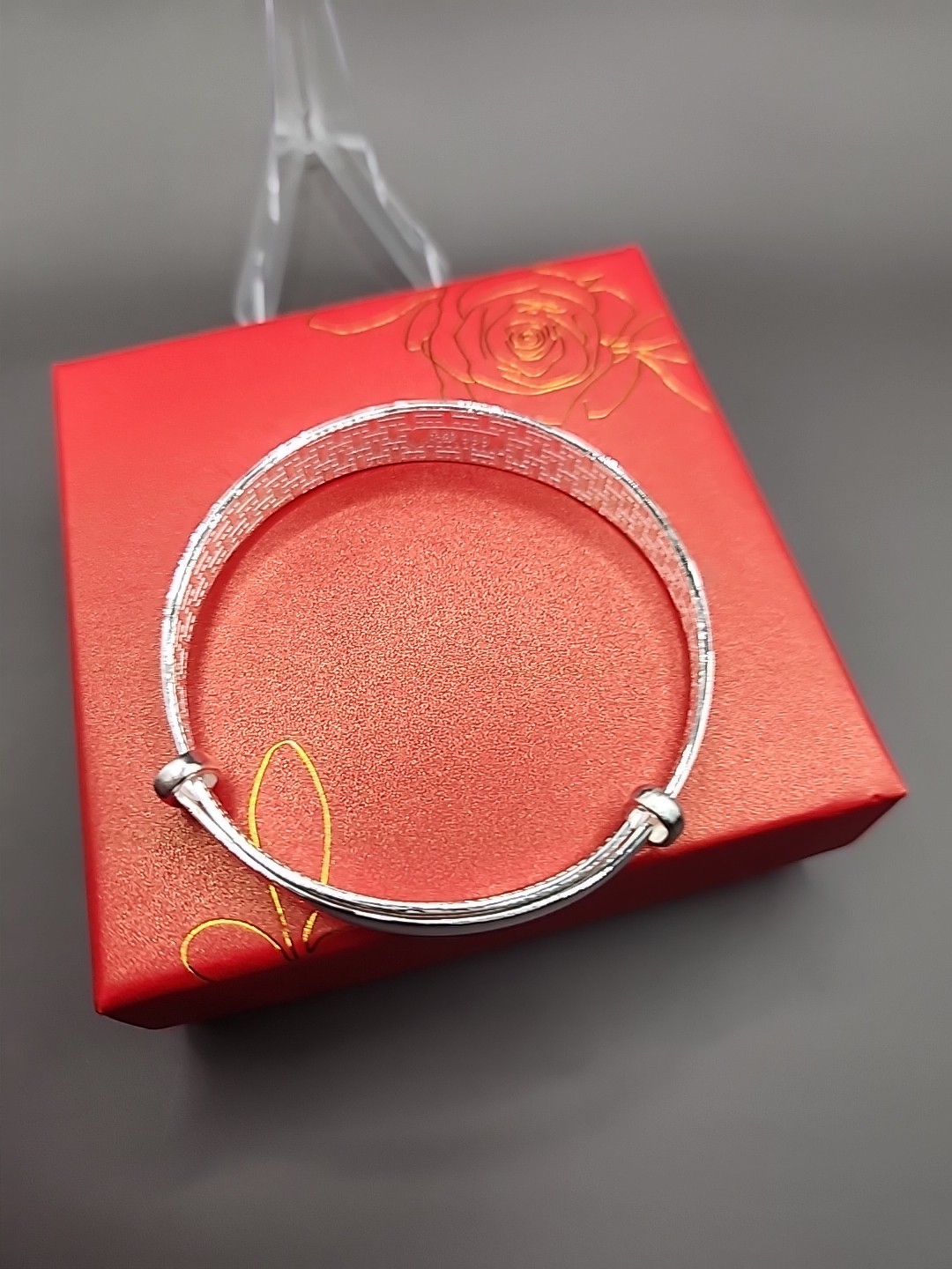 925 Silver Plated Adjustable Bangle Bracelet Women Fashion Jewelry