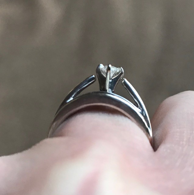 2 CT/W white gold with large Marquette center wedding ring for women size 7.5