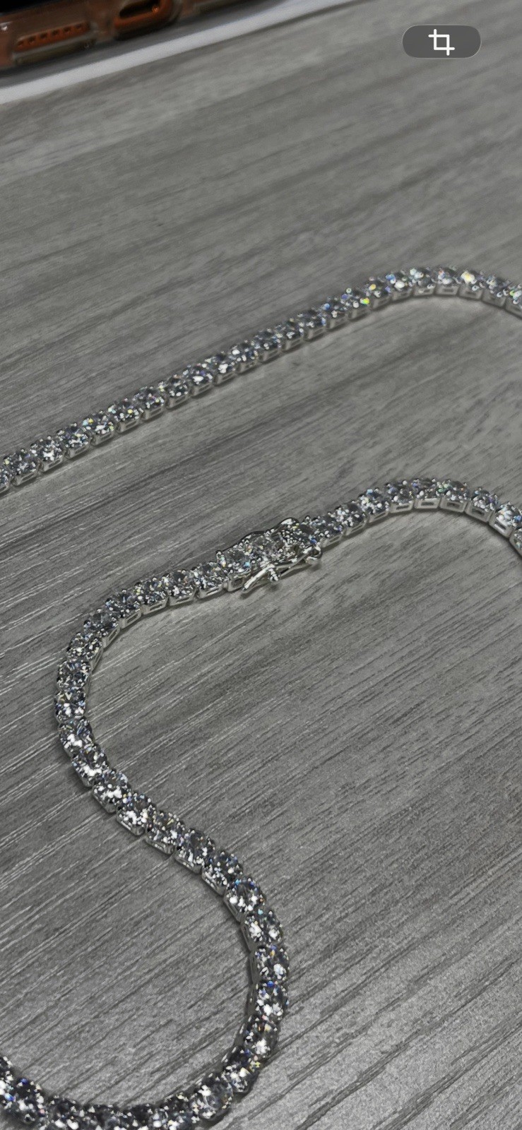 Silver Tone Moissanite Tennis Chain 20”