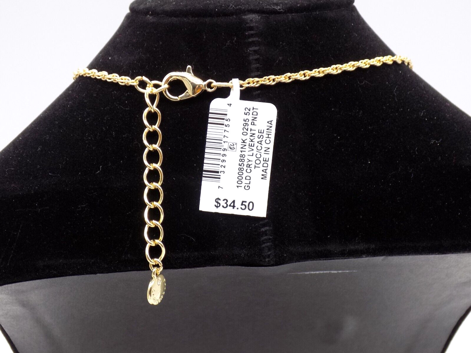 Charter Club Love Knot Pendant Necklace Gold Tone Pave Crystal 17″+ Retail $34.5
