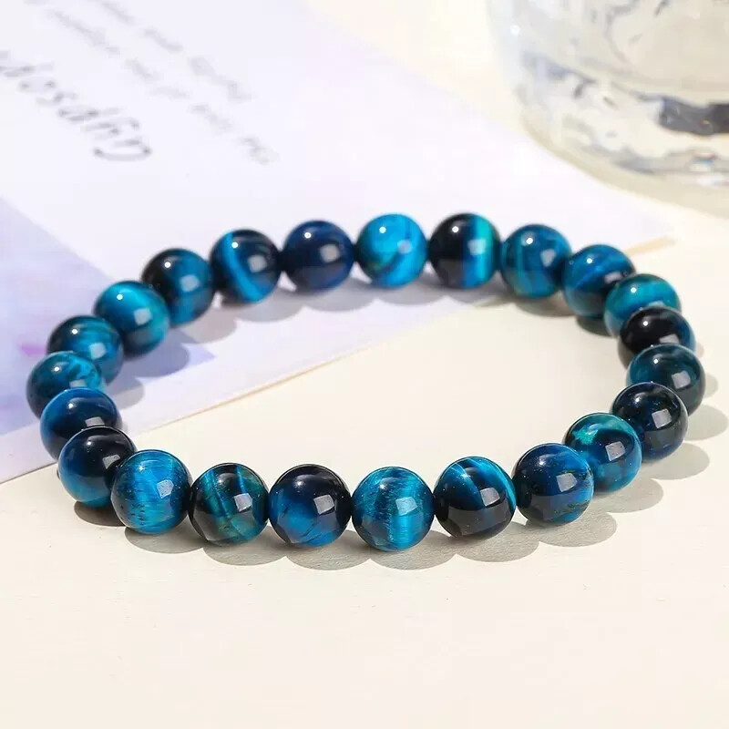 Royal Natural Blue Tiger Eye Bracelet Energy Stone Beads Reiki Healing Bracelet