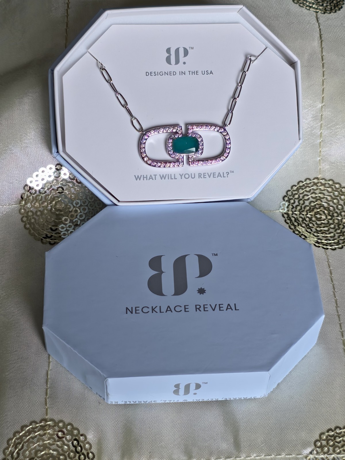 Ring Bomb Party NK96640 Rhodium Plated Tourmaline Quartz Paperclip Necklace 18″