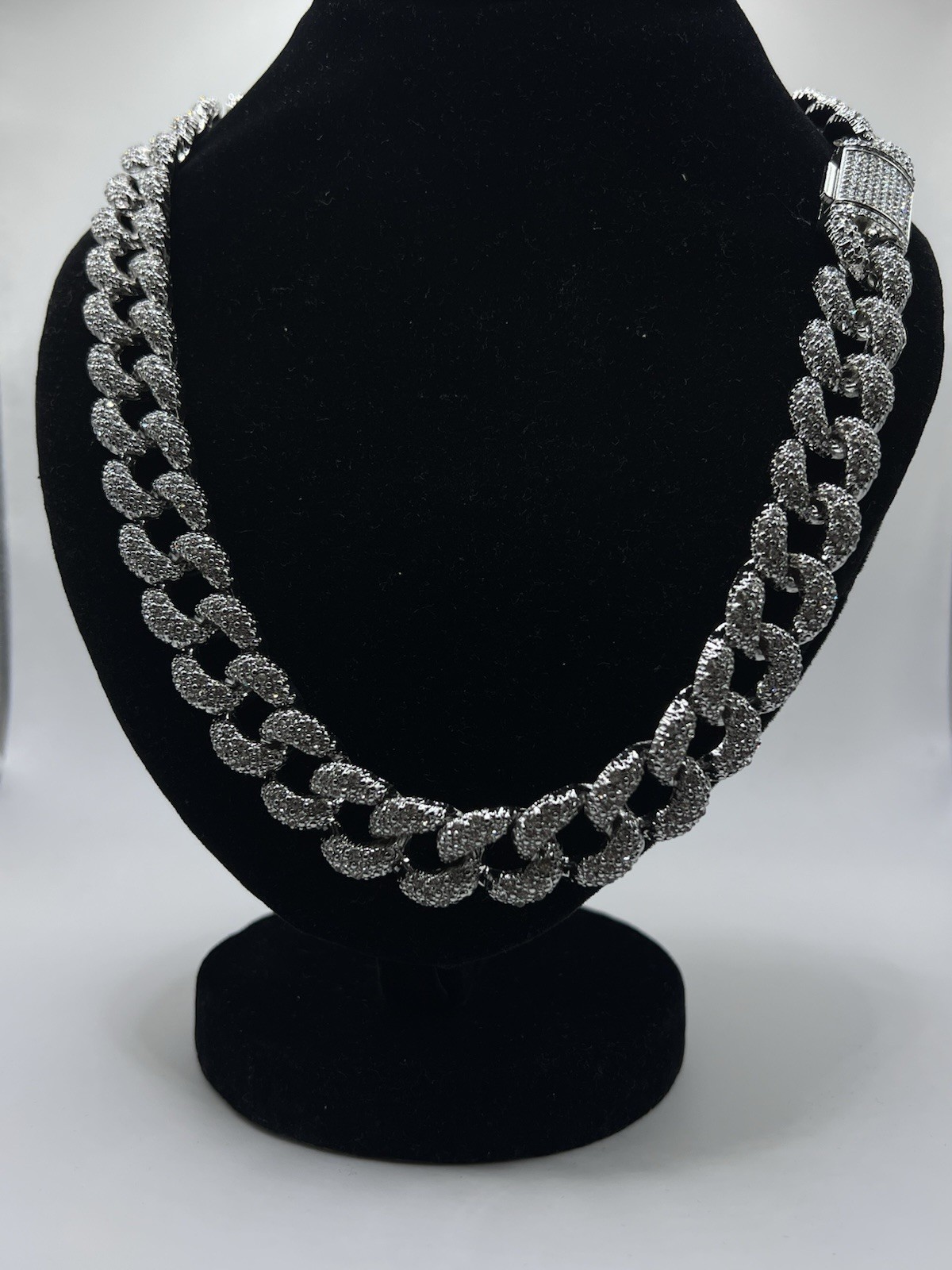 Iced Out Cuban Link Statement Chain Necklace